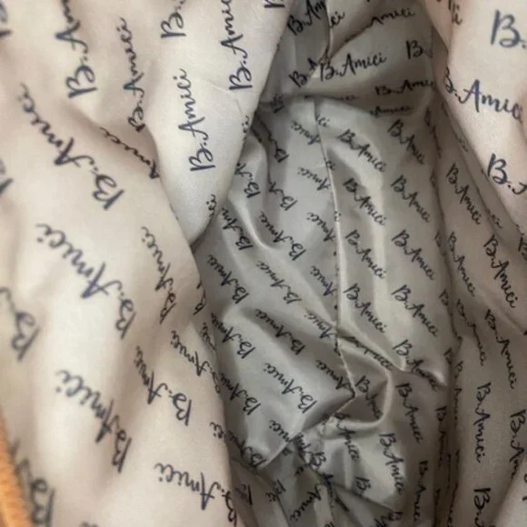 B Amici Amelia White Canvas & Tan Trimming Satchel Shoulder Bag - Picture 11 of 16